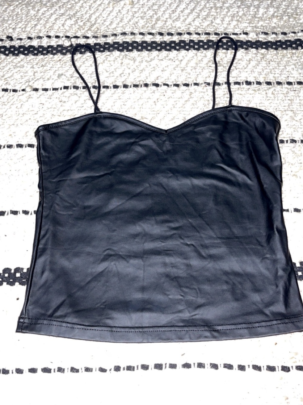 Hot Topic Black Faux Leather Spaghetti Strap Cami